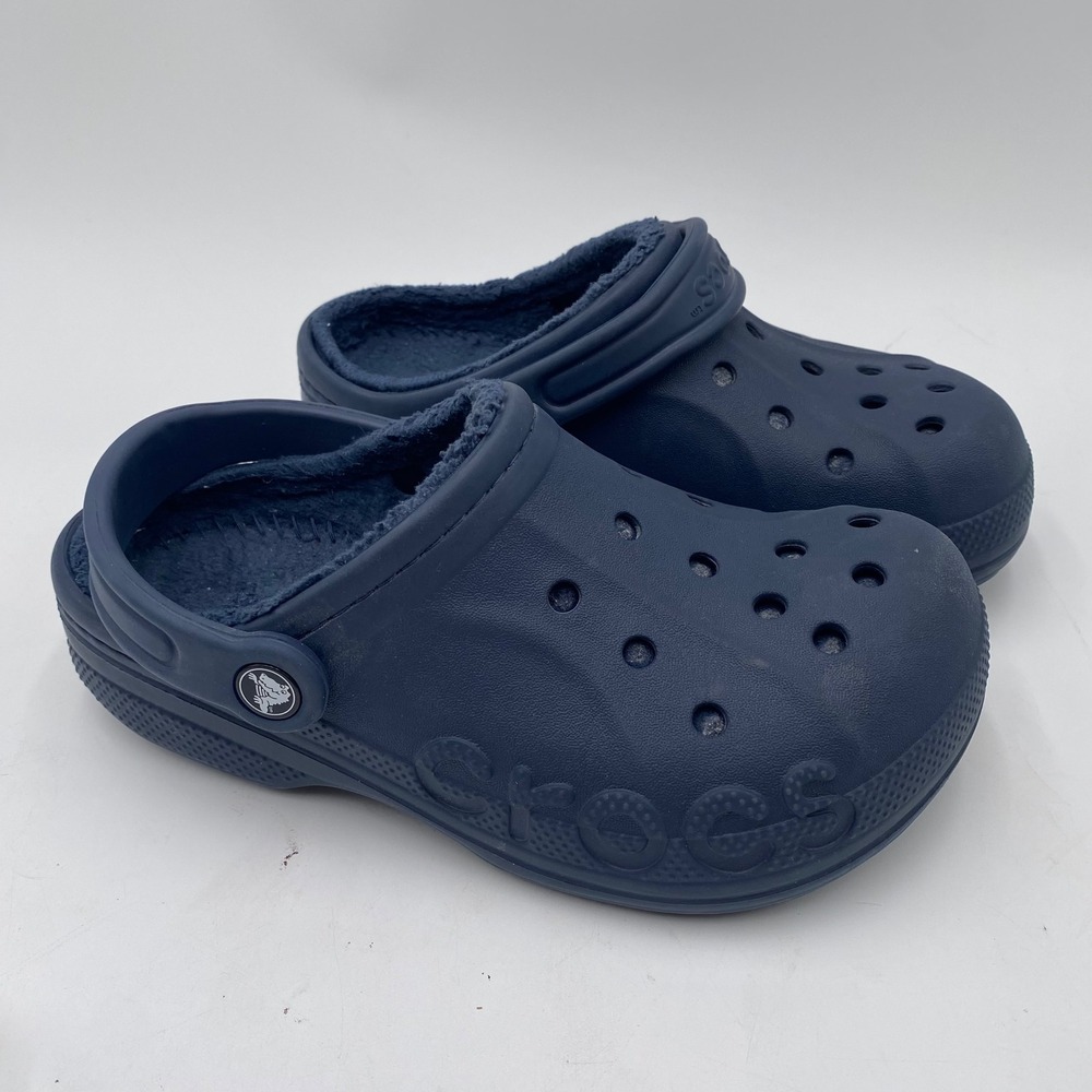 Crocs Baya Lined Clog Navy Blue Womens 6 Fleece Warm Comfort Slip On Shoes